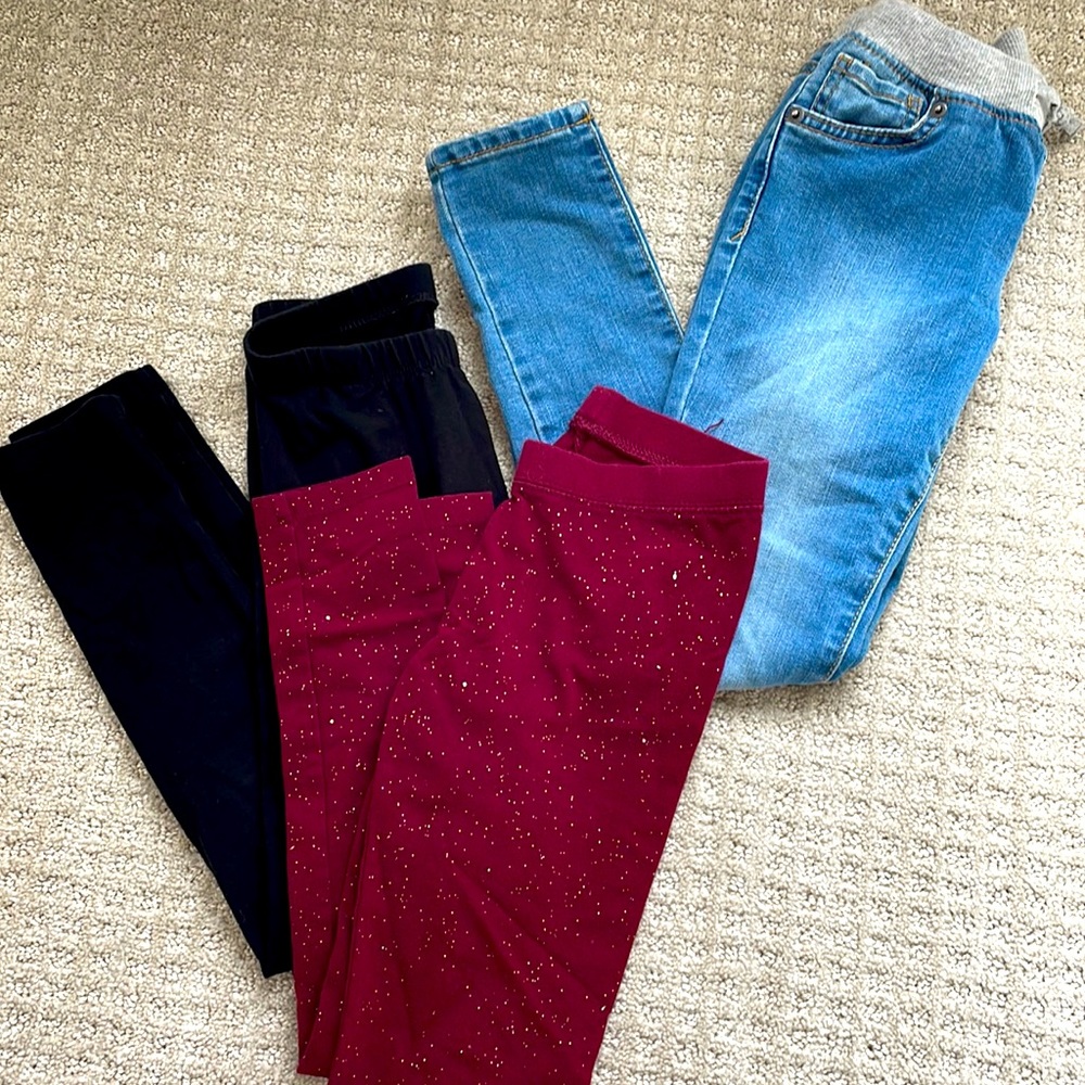 Cat & Jack Girls Pants Bundle Size 8, Leggings Jeans